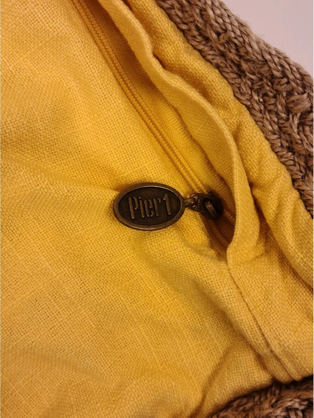Pier 1 Imports Yellow Throw Pillow Cover With Braided Twill